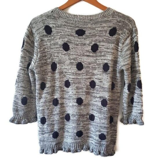 COZY Casual Women's Polka Dot 3/4 Sleeve Knit Gray Pullover Sweater Size M/L - Picture 3 of 10